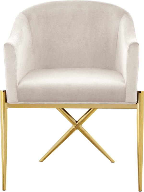 Xavier Velvet / Engineered Wood / Steel Contemporary Cream Velvet Dining Chair - 25.5" W x 24.5" D x 31.5" H