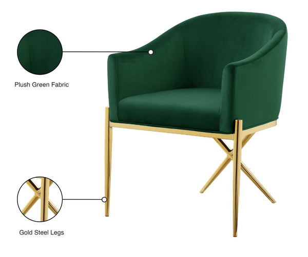 Xavier Velvet / Engineered Wood / Steel Contemporary Green Velvet Dining Chair - 25.5" W x 24.5" D x 31.5" H