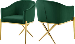 Xavier Velvet / Engineered Wood / Steel Contemporary Green Velvet Dining Chair - 25.5" W x 24.5" D x 31.5" H