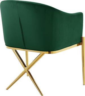 Xavier Velvet / Engineered Wood / Steel Contemporary Green Velvet Dining Chair - 25.5" W x 24.5" D x 31.5" H