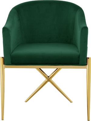 Xavier Velvet / Engineered Wood / Steel Contemporary Green Velvet Dining Chair - 25.5" W x 24.5" D x 31.5" H
