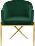 Xavier Velvet / Engineered Wood / Steel Contemporary Green Velvet Dining Chair - 25.5" W x 24.5" D x 31.5" H