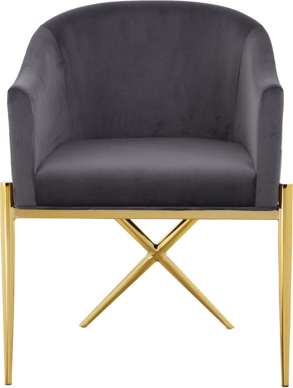 Xavier Velvet / Engineered Wood / Steel Contemporary Grey Velvet Dining Chair - 25.5" W x 24.5" D x 31.5" H
