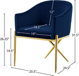 Xavier Velvet / Engineered Wood / Steel Contemporary Navy Velvet Dining Chair - 25.5" W x 24.5" D x 31.5" H