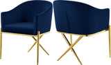 Xavier Velvet / Engineered Wood / Steel Contemporary Navy Velvet Dining Chair - 25.5" W x 24.5" D x 31.5" H