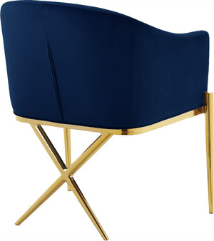 Xavier Velvet / Engineered Wood / Steel Contemporary Navy Velvet Dining Chair - 25.5" W x 24.5" D x 31.5" H