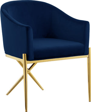 Xavier Velvet / Engineered Wood / Steel Contemporary Navy Velvet Dining Chair - 25.5" W x 24.5" D x 31.5" H