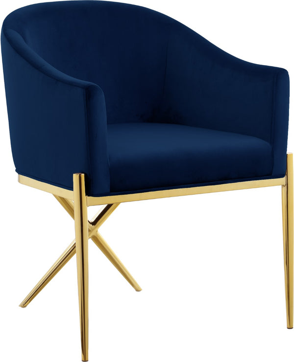 Xavier Velvet / Engineered Wood / Steel Contemporary Navy Velvet Dining Chair - 25.5" W x 24.5" D x 31.5" H