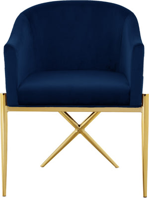 Xavier Velvet / Engineered Wood / Steel Contemporary Navy Velvet Dining Chair - 25.5" W x 24.5" D x 31.5" H