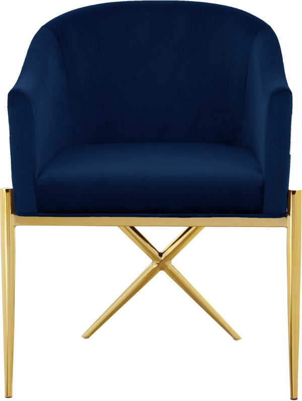 Xavier Velvet / Engineered Wood / Steel Contemporary Navy Velvet Dining Chair - 25.5" W x 24.5" D x 31.5" H