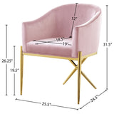 Xavier Velvet / Engineered Wood / Steel Contemporary Pink Velvet Dining Chair - 25.5" W x 24.5" D x 31.5" H