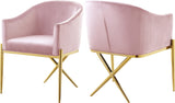 Xavier Velvet / Engineered Wood / Steel Contemporary Pink Velvet Dining Chair - 25.5" W x 24.5" D x 31.5" H