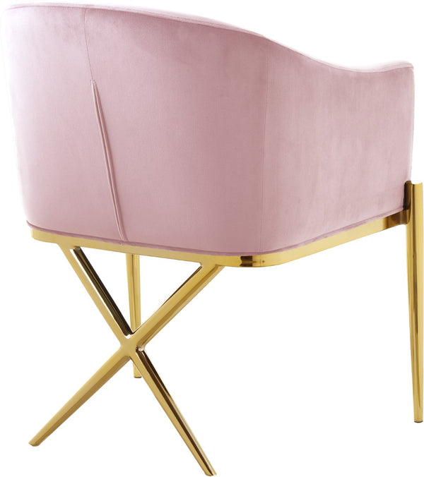 Xavier Velvet / Engineered Wood / Steel Contemporary Pink Velvet Dining Chair - 25.5" W x 24.5" D x 31.5" H