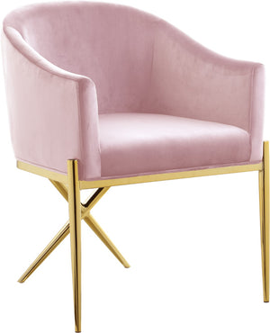 Xavier Velvet / Engineered Wood / Steel Contemporary Pink Velvet Dining Chair - 25.5" W x 24.5" D x 31.5" H