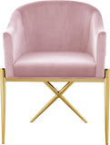 Xavier Velvet / Engineered Wood / Steel Contemporary Pink Velvet Dining Chair - 25.5" W x 24.5" D x 31.5" H