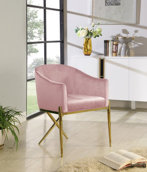 Xavier Velvet / Engineered Wood / Steel Contemporary Pink Velvet Dining Chair - 25.5" W x 24.5" D x 31.5" H