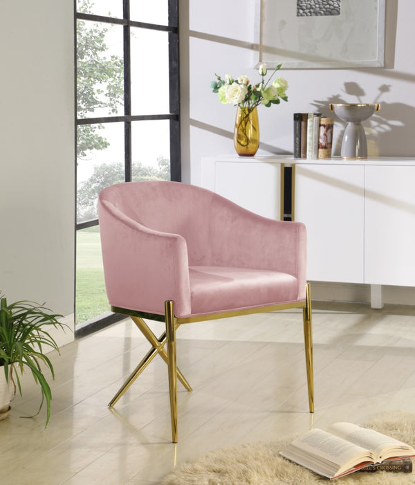 Xavier Velvet / Engineered Wood / Steel Contemporary Pink Velvet Dining Chair - 25.5" W x 24.5" D x 31.5" H