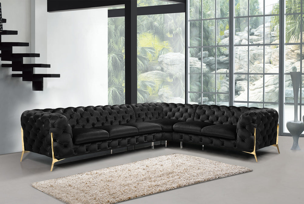 VIG Furniture Divani Casa Sheila - Modern Black Velvet Sectional Sofa VGCA1346A-BLK