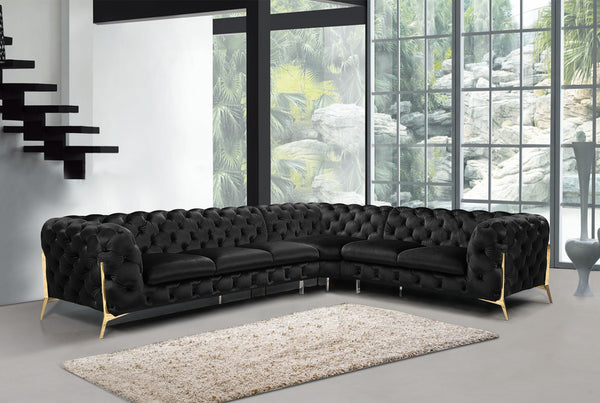 VIG Furniture Divani Casa Sheila - Modern Black Velvet Sectional Sofa VGCA1346A-BLK