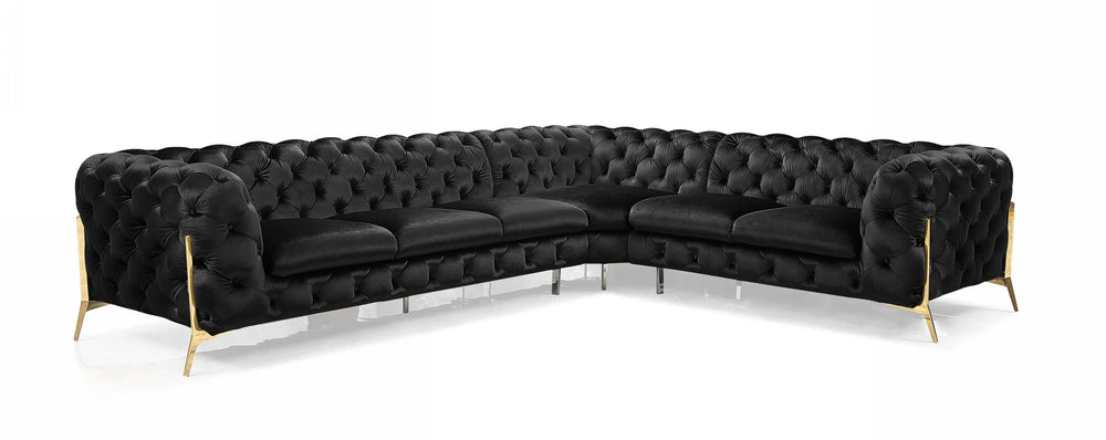 VIG Furniture Divani Casa Sheila - Modern Black Velvet Sectional Sofa VGCA1346A-BLK