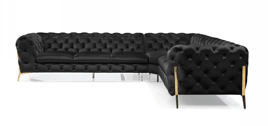 VIG Furniture Divani Casa Sheila - Modern Black Velvet Sectional Sofa VGCA1346A-BLK