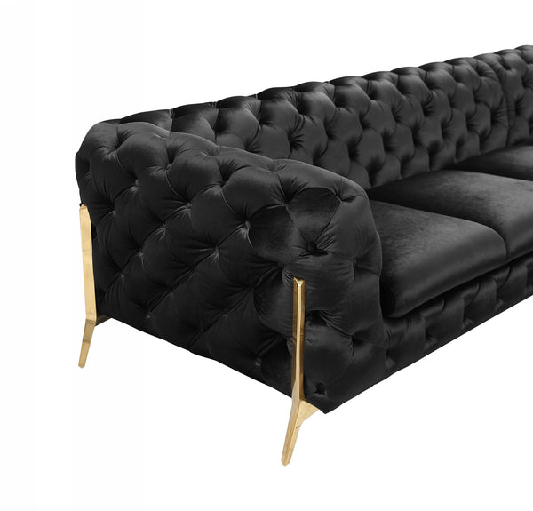 VIG Furniture Divani Casa Sheila - Modern Black Velvet Sectional Sofa VGCA1346A-BLK