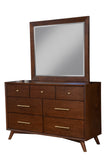 Alpine Furniture Flynn Mid Century Modern Mirror, Walnut 966WAL-06 Walnut Mahogany Solids & Okoume Veneer 42 x 1 x 37