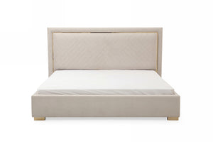 VIG Furniture Modrest Corrico - Off White Velvet Modern Bed VGVCBD1906-19-BED