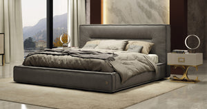 VIG Furniture Coronelli Collezioni Hollywood - Eastern King Italian Contemporary Grey Leather Bed VGDDHOLLYWOOD-EK