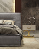 VIG Furniture Coronelli Collezioni Hollywood - Eastern King Italian Contemporary Grey Leather Bed VGDDHOLLYWOOD-EK