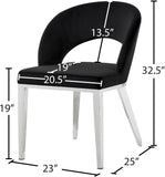 Roberto Velvet / Engineered Wood / Iron / Foam Contemporary Black Velvet Dining Chair - 23" W x 25" D x 32.5" H