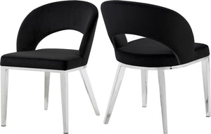 Roberto Velvet / Engineered Wood / Iron / Foam Contemporary Black Velvet Dining Chair - 23" W x 25" D x 32.5" H