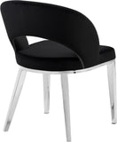 Roberto Velvet / Engineered Wood / Iron / Foam Contemporary Black Velvet Dining Chair - 23" W x 25" D x 32.5" H