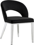 Roberto Velvet / Engineered Wood / Iron / Foam Contemporary Black Velvet Dining Chair - 23" W x 25" D x 32.5" H