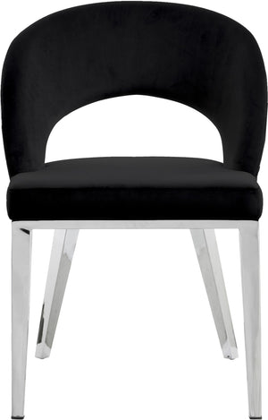 Roberto Velvet / Engineered Wood / Iron / Foam Contemporary Black Velvet Dining Chair - 23" W x 25" D x 32.5" H