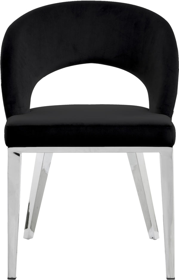 Roberto Velvet / Engineered Wood / Iron / Foam Contemporary Black Velvet Dining Chair - 23" W x 25" D x 32.5" H
