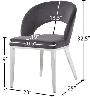 Roberto Velvet / Engineered Wood / Iron / Foam Contemporary Grey Velvet Dining Chair - 23" W x 25" D x 32.5" H