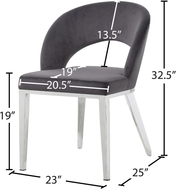 Roberto Velvet / Engineered Wood / Iron / Foam Contemporary Grey Velvet Dining Chair - 23" W x 25" D x 32.5" H
