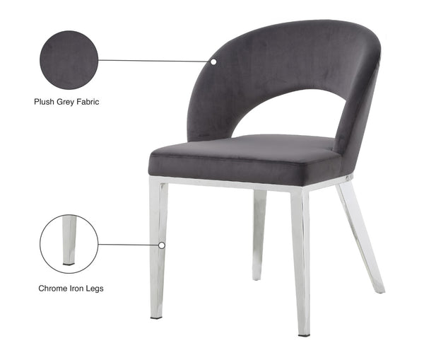 Roberto Velvet / Engineered Wood / Iron / Foam Contemporary Grey Velvet Dining Chair - 23" W x 25" D x 32.5" H