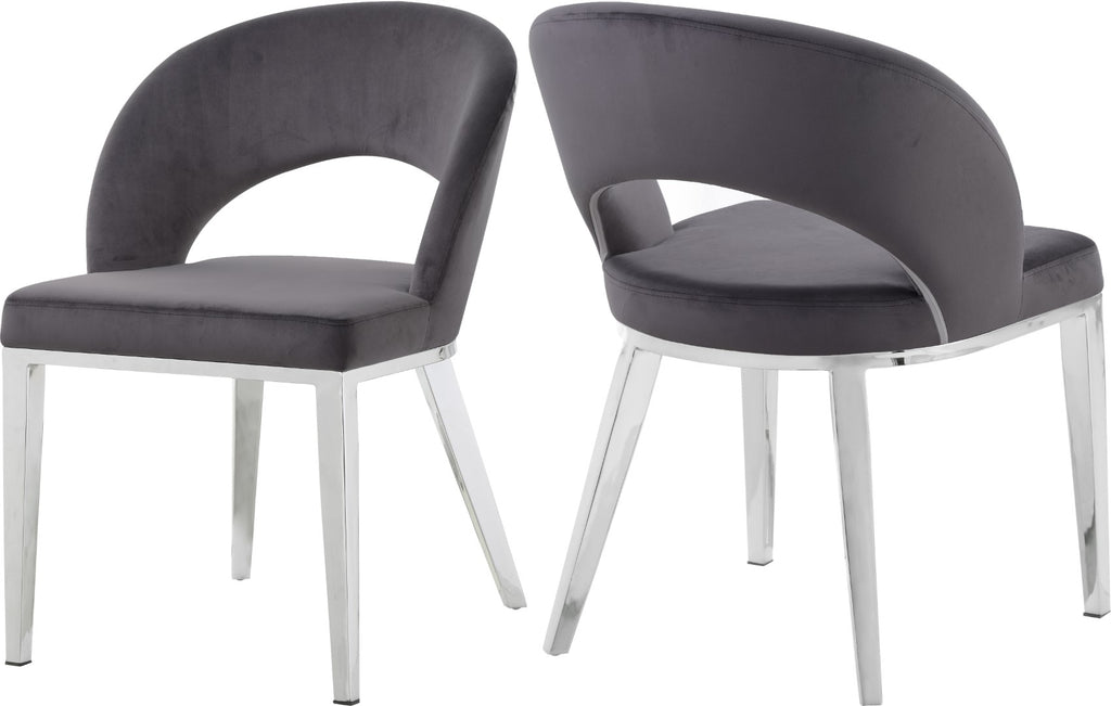 Roberto Velvet / Engineered Wood / Iron / Foam Contemporary Grey Velvet Dining Chair - 23" W x 25" D x 32.5" H