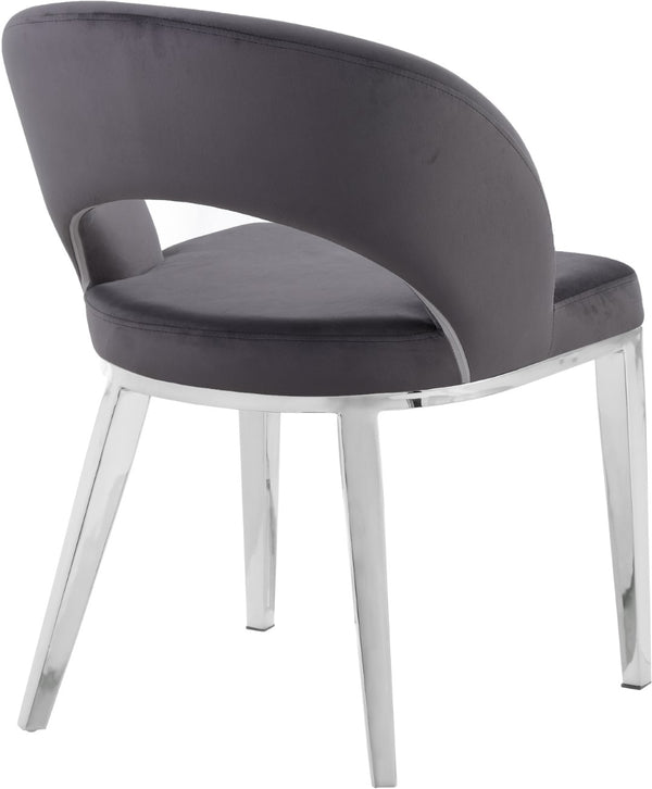 Roberto Velvet / Engineered Wood / Iron / Foam Contemporary Grey Velvet Dining Chair - 23" W x 25" D x 32.5" H