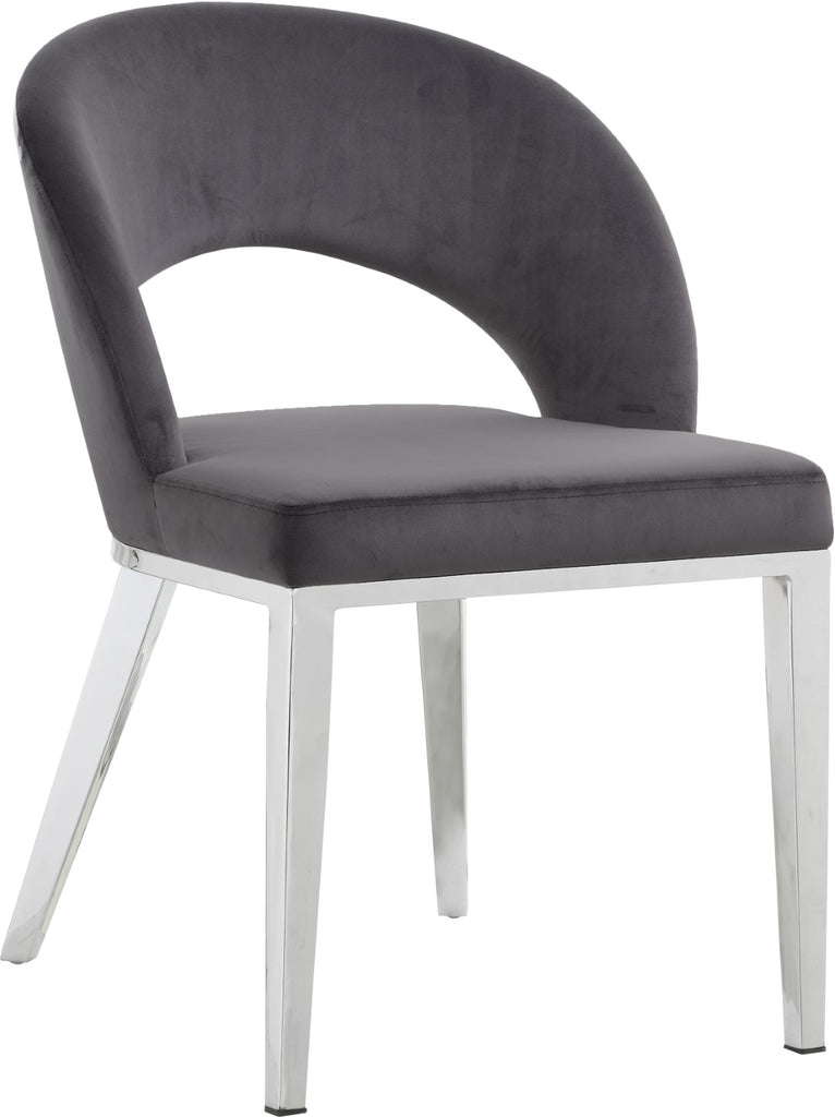 Roberto Velvet / Engineered Wood / Iron / Foam Contemporary Grey Velvet Dining Chair - 23" W x 25" D x 32.5" H