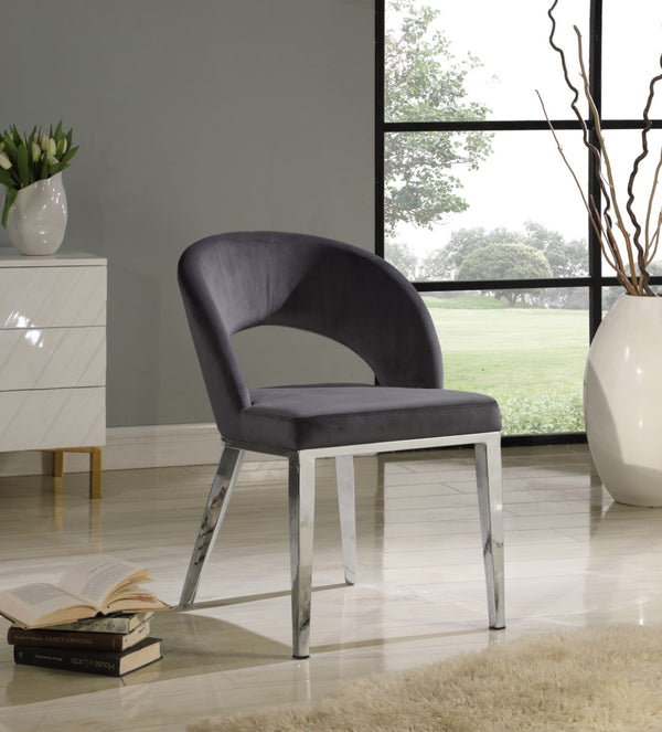Roberto Velvet / Engineered Wood / Iron / Foam Contemporary Grey Velvet Dining Chair - 23" W x 25" D x 32.5" H
