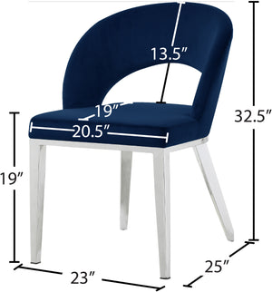 Roberto Velvet / Engineered Wood / Iron / Foam Contemporary Navy Velvet Dining Chair - 23" W x 25" D x 32.5" H