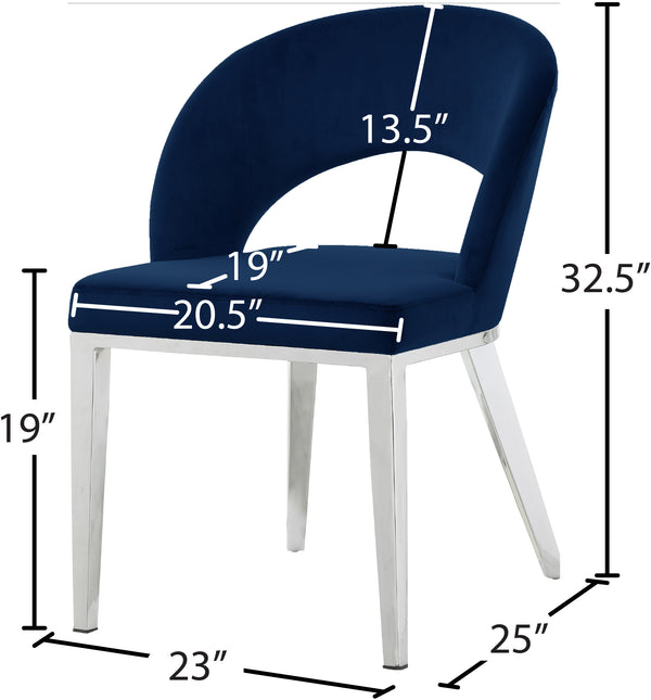 Roberto Velvet / Engineered Wood / Iron / Foam Contemporary Navy Velvet Dining Chair - 23" W x 25" D x 32.5" H