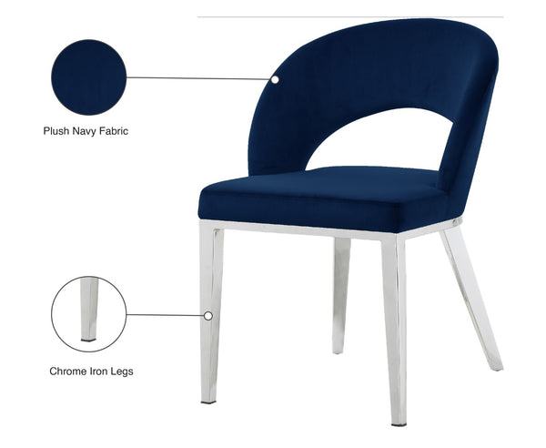 Roberto Velvet / Engineered Wood / Iron / Foam Contemporary Navy Velvet Dining Chair - 23" W x 25" D x 32.5" H