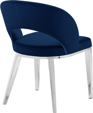 Roberto Velvet / Engineered Wood / Iron / Foam Contemporary Navy Velvet Dining Chair - 23" W x 25" D x 32.5" H