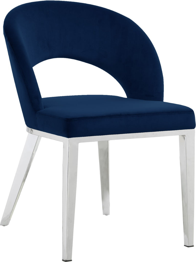 Roberto Velvet / Engineered Wood / Iron / Foam Contemporary Navy Velvet Dining Chair - 23" W x 25" D x 32.5" H