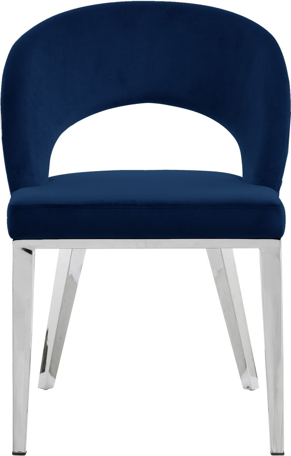 Roberto Velvet / Engineered Wood / Iron / Foam Contemporary Navy Velvet Dining Chair - 23" W x 25" D x 32.5" H