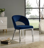 Roberto Velvet / Engineered Wood / Iron / Foam Contemporary Navy Velvet Dining Chair - 23" W x 25" D x 32.5" H